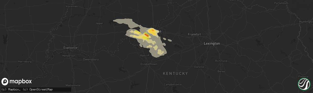 Hail map in Shepherdsville, KY on June 23, 2016