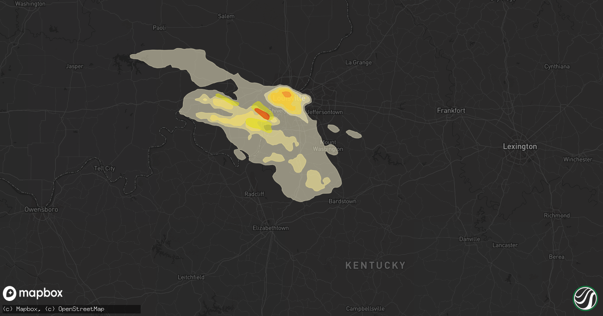 Hail map in Shepherdsville, KY on June 23, 2016