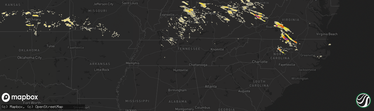 Hail map in Tennessee on June 23, 2016