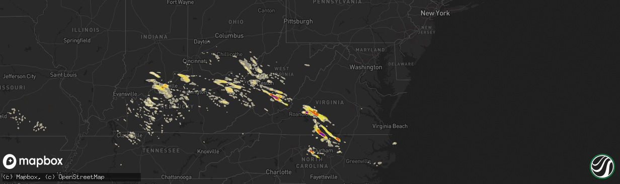 Hail map in Virginia on June 23, 2016