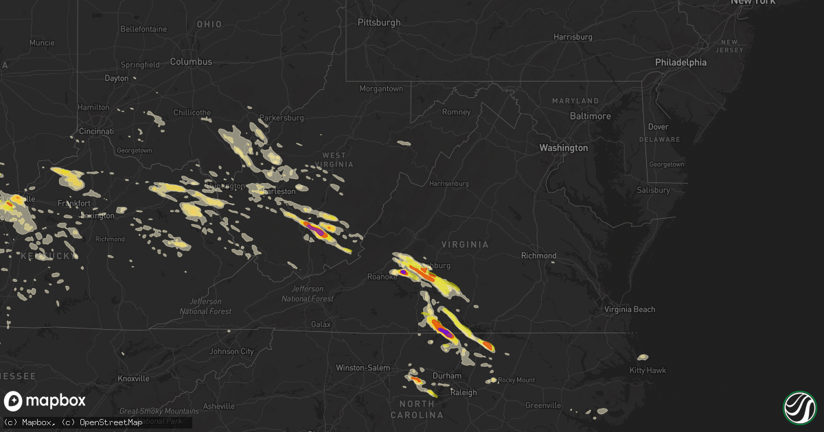 Hail map in Virginia on June 23, 2016