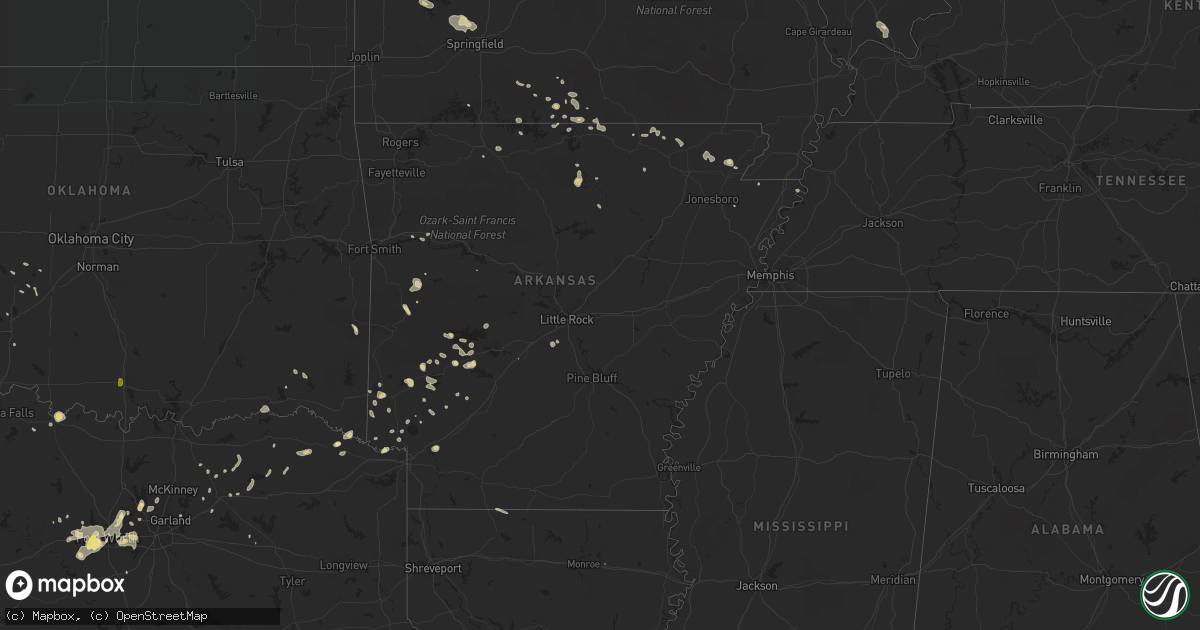 Hail map in Arkansas on June 23, 2017