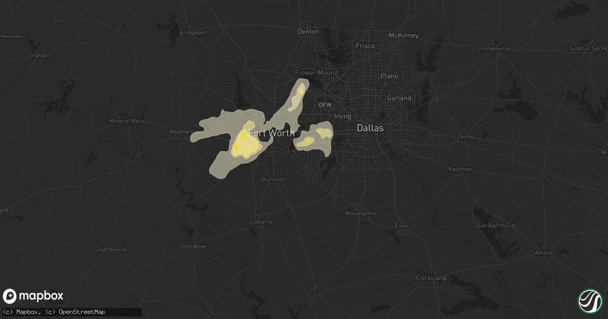 Hail map in Arlington, TX on June 23, 2017