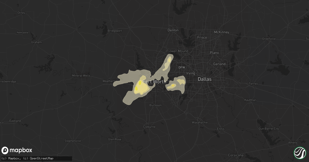 Hail map in Fort Worth, TX on June 23, 2017