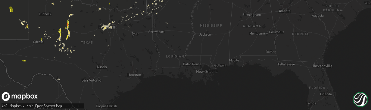 Hail map in Louisiana on June 23, 2017