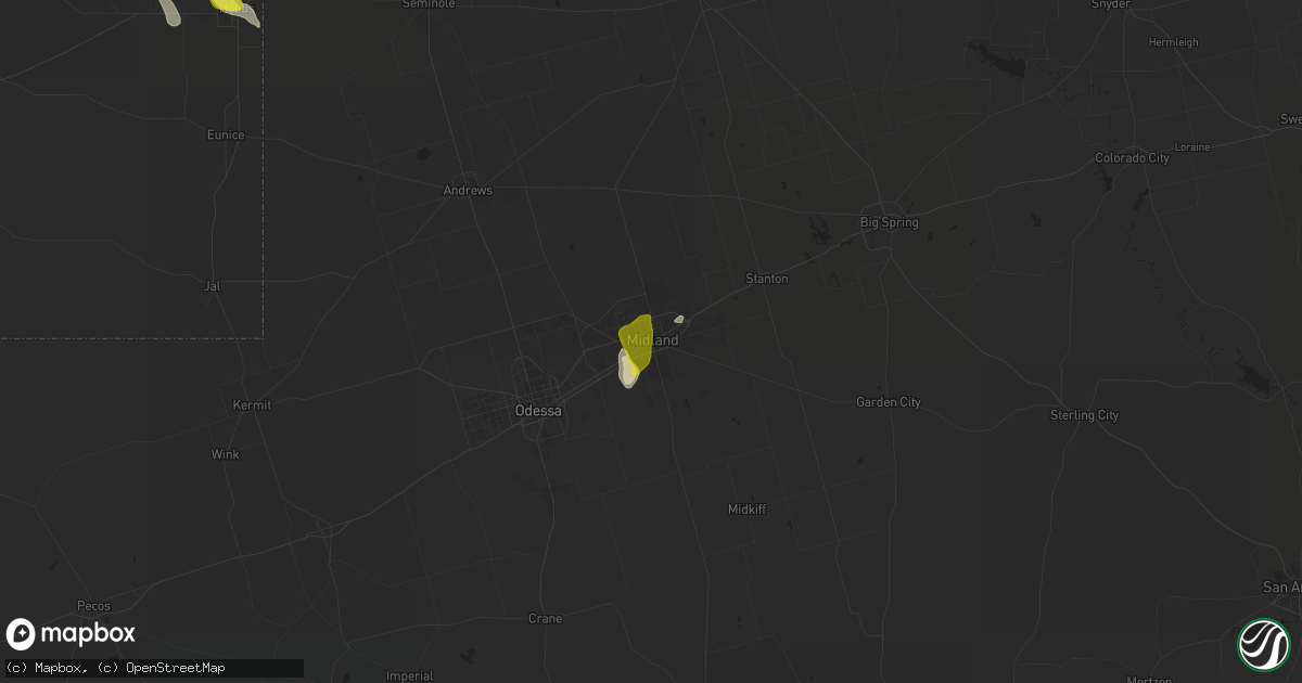 Hail map in Midland, TX on June 23, 2017
