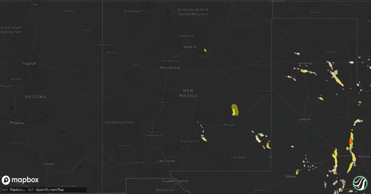 Hail map in New Mexico on June 23, 2017