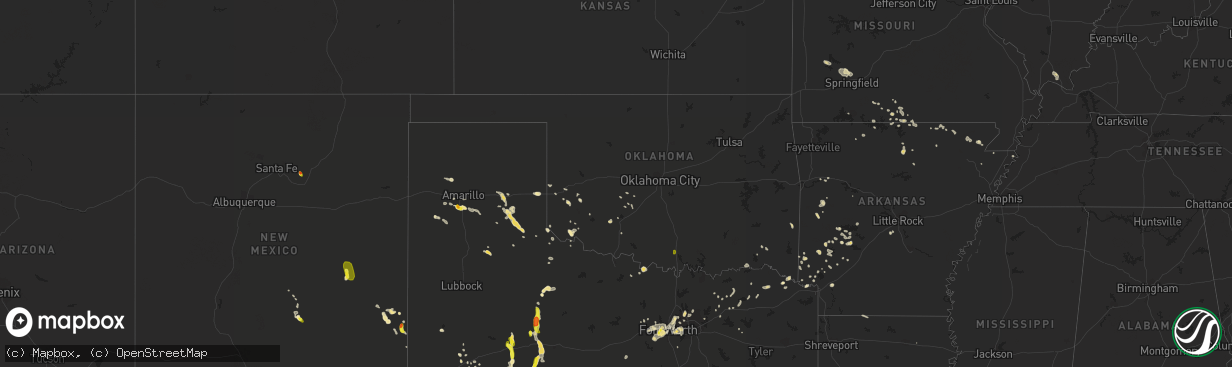 Hail map in Oklahoma on June 23, 2017