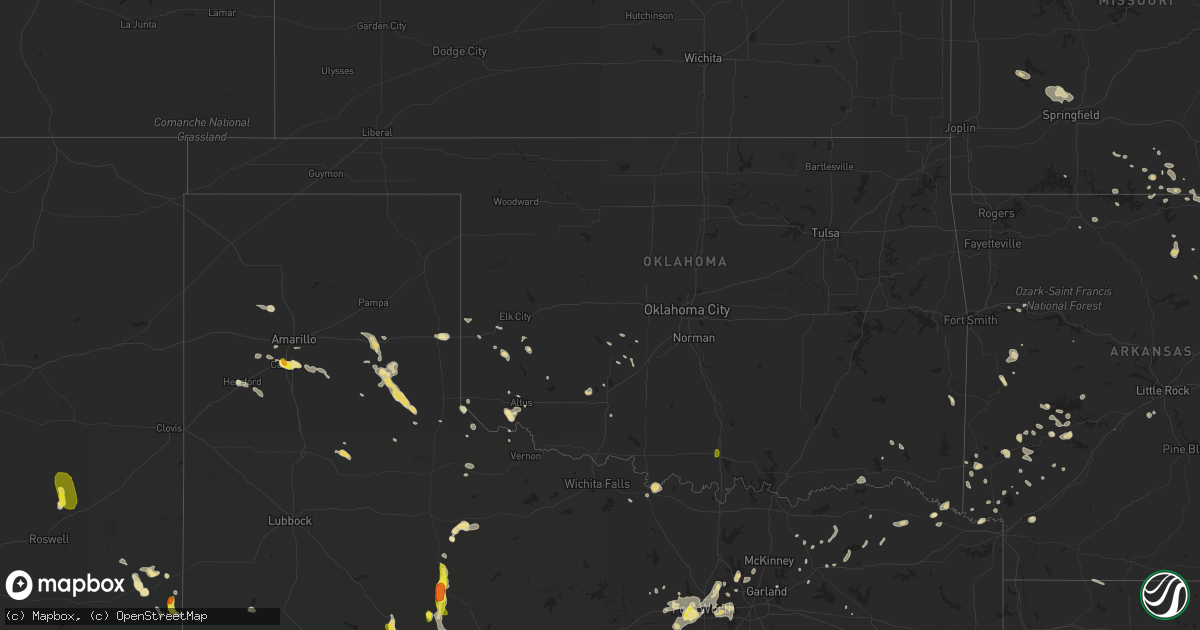 Hail map in Oklahoma on June 23, 2017