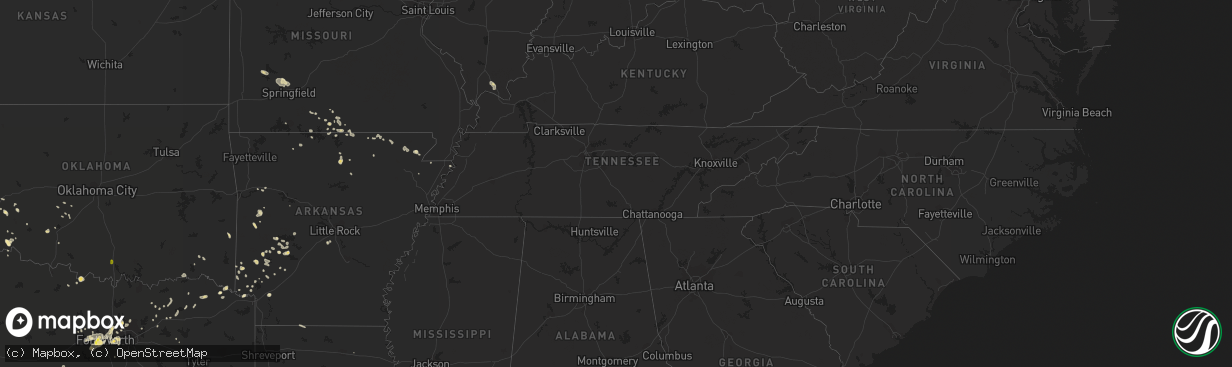 Hail map in Tennessee on June 23, 2017