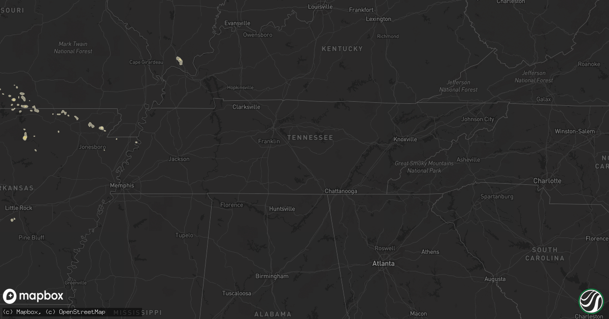 Hail map in Tennessee on June 23, 2017