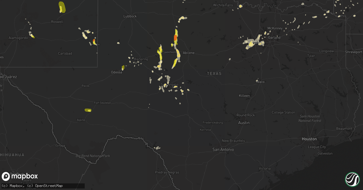 Hail map in Texas on June 23, 2017