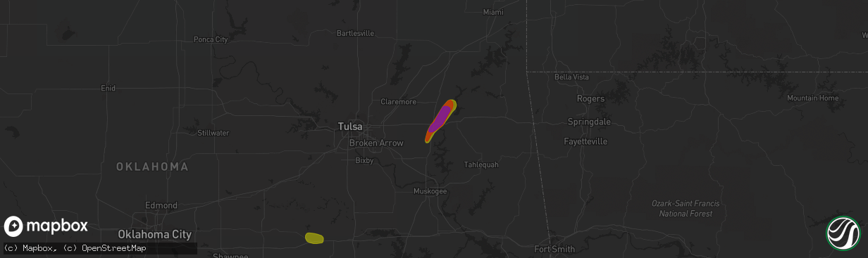 Hail map in Chouteau, OK on June 23, 2018