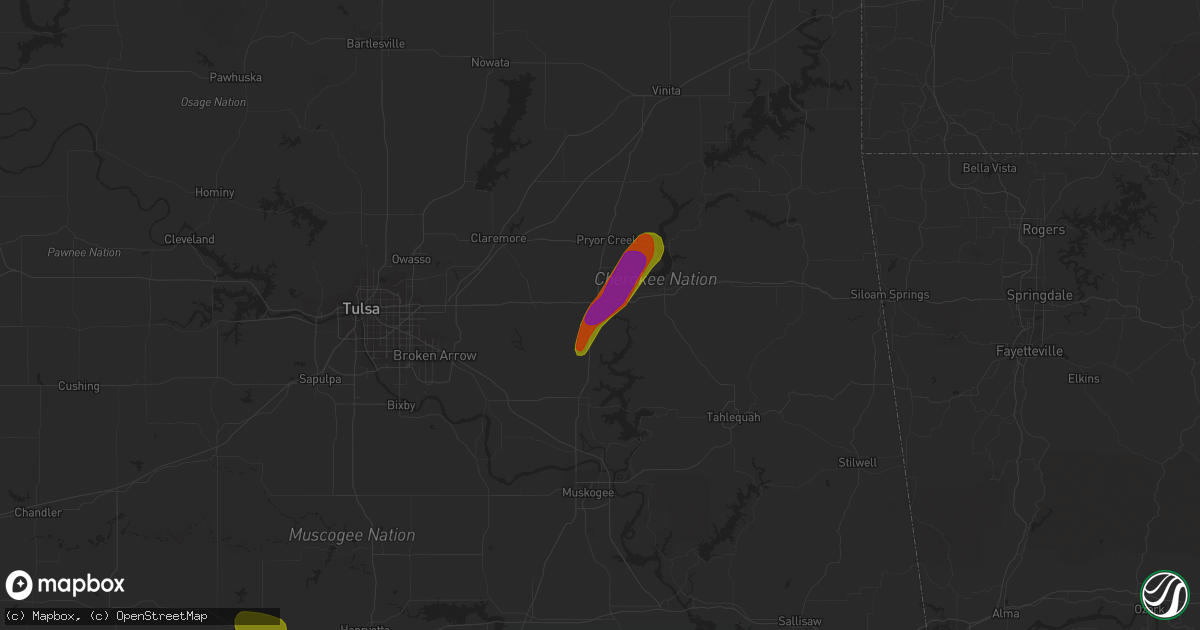 Hail map in Chouteau, OK on June 23, 2018