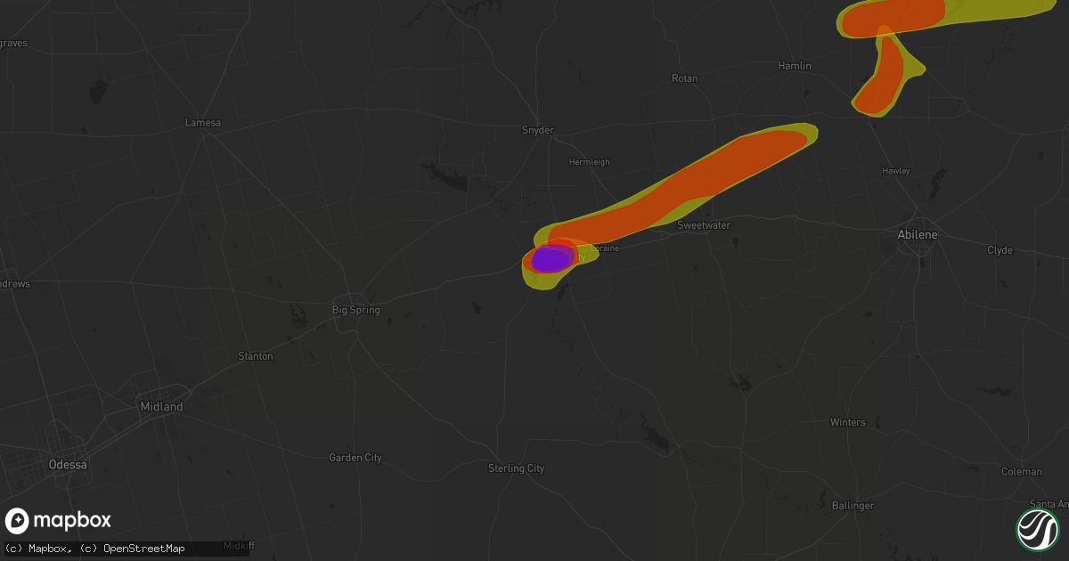 Hail map in Colorado City, TX on June 23, 2018