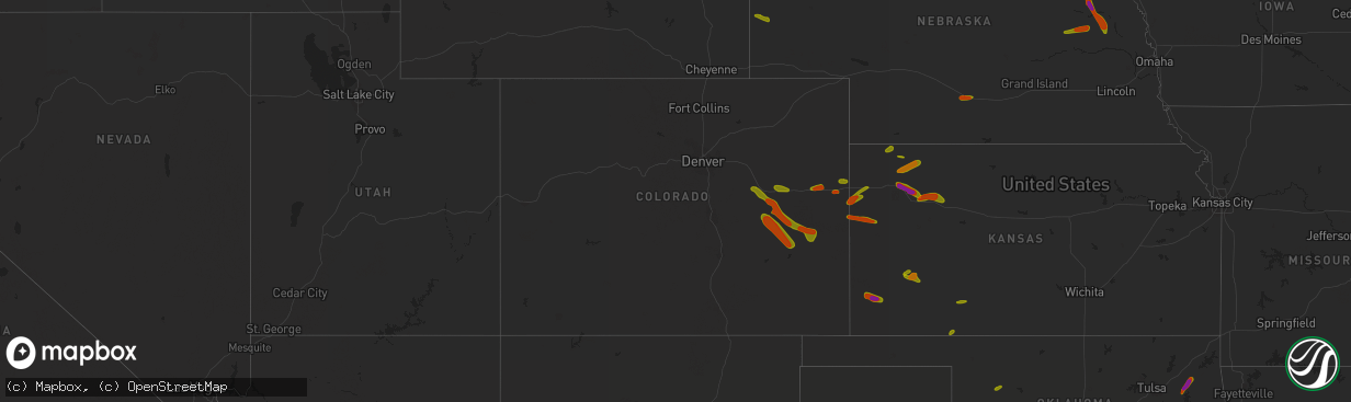 Hail map in Colorado on June 23, 2018