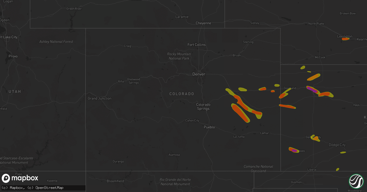 Hail map in Colorado on June 23, 2018