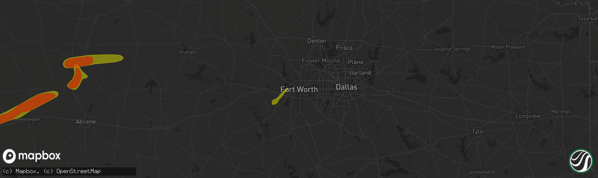 Hail map in Fort Worth, TX on June 23, 2018