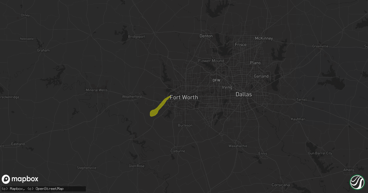 Hail map in Fort Worth, TX on June 23, 2018