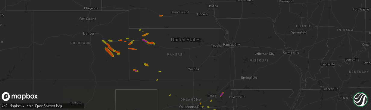 Hail map in Kansas on June 23, 2018