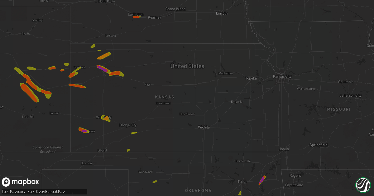 Hail map in Kansas on June 23, 2018
