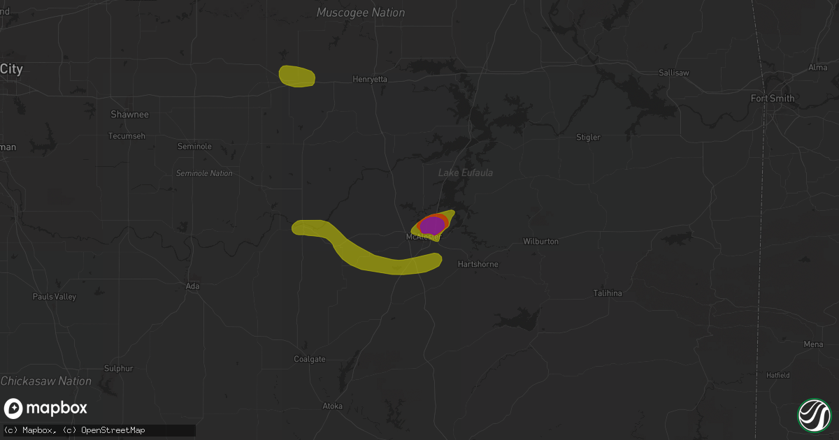 Hail map in Mcalester, OK on June 23, 2018