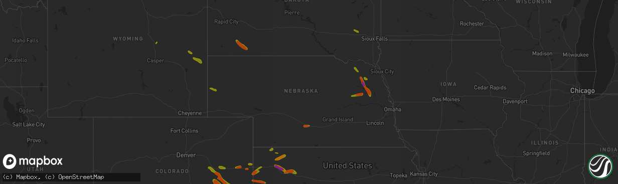 Hail map in Nebraska on June 23, 2018