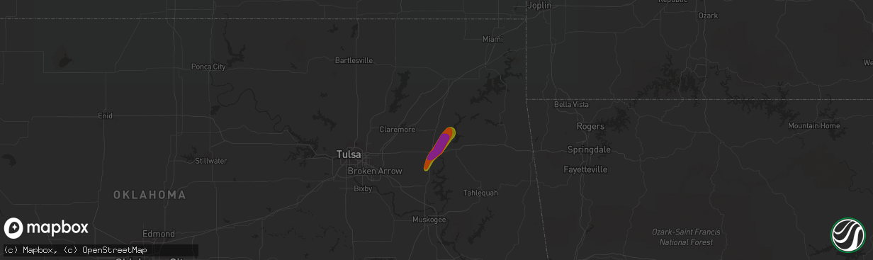 Hail map in Pryor, OK on June 23, 2018