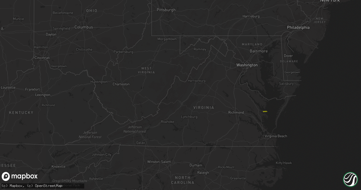 Hail map in Virginia on June 23, 2018