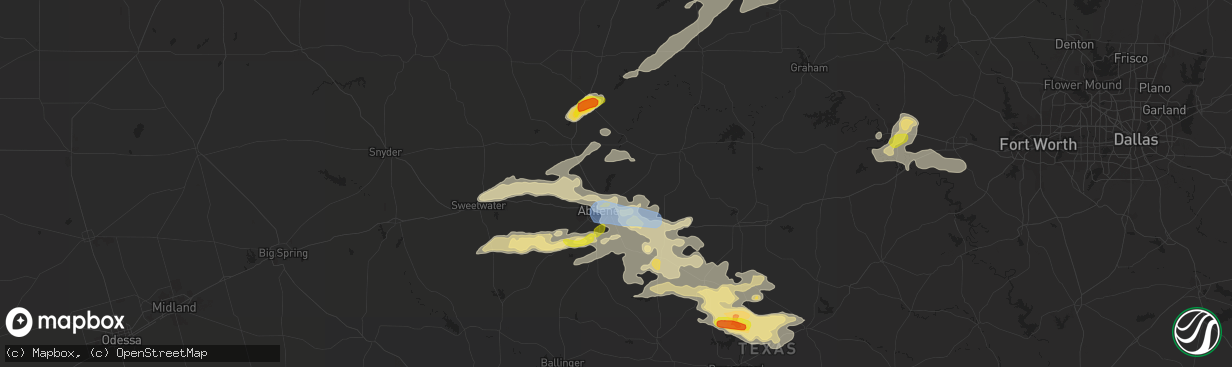 Hail map in Abilene, TX on June 23, 2019