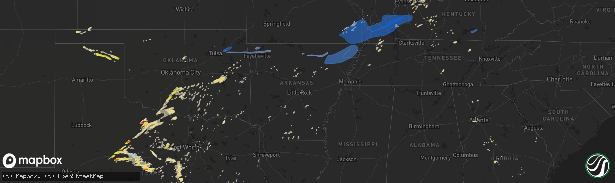 Hail map in Arkansas on June 23, 2019