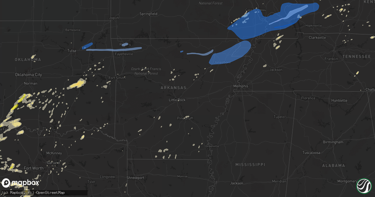 Hail map in Arkansas on June 23, 2019