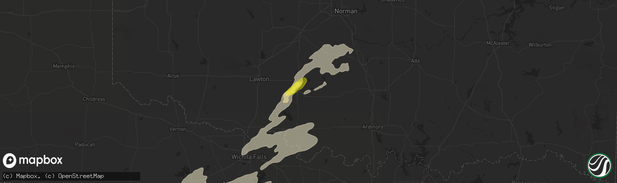 Hail map in Duncan, OK on June 23, 2019