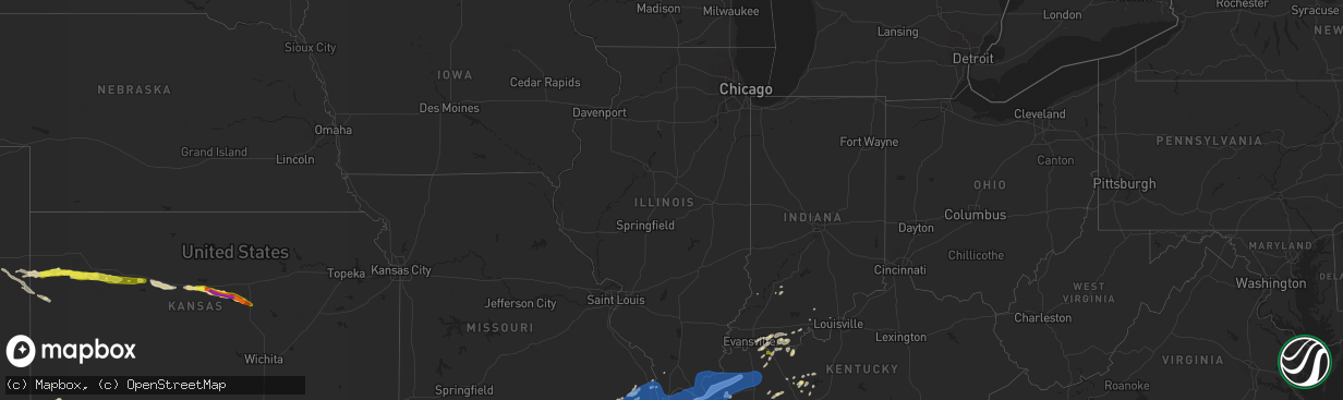 Hail map in Illinois on June 23, 2019