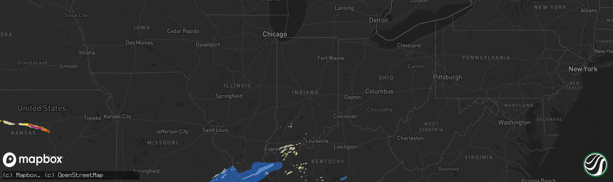 Hail map in Indiana on June 23, 2019