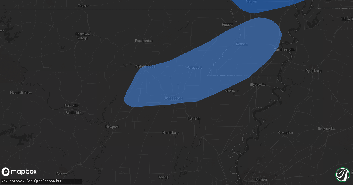 Hail map in Jonesboro, AR on June 23, 2019