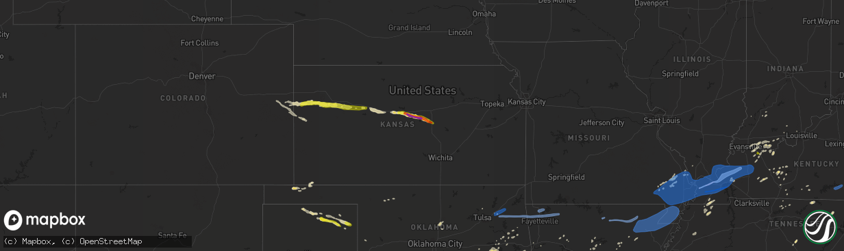 Hail map in Kansas on June 23, 2019