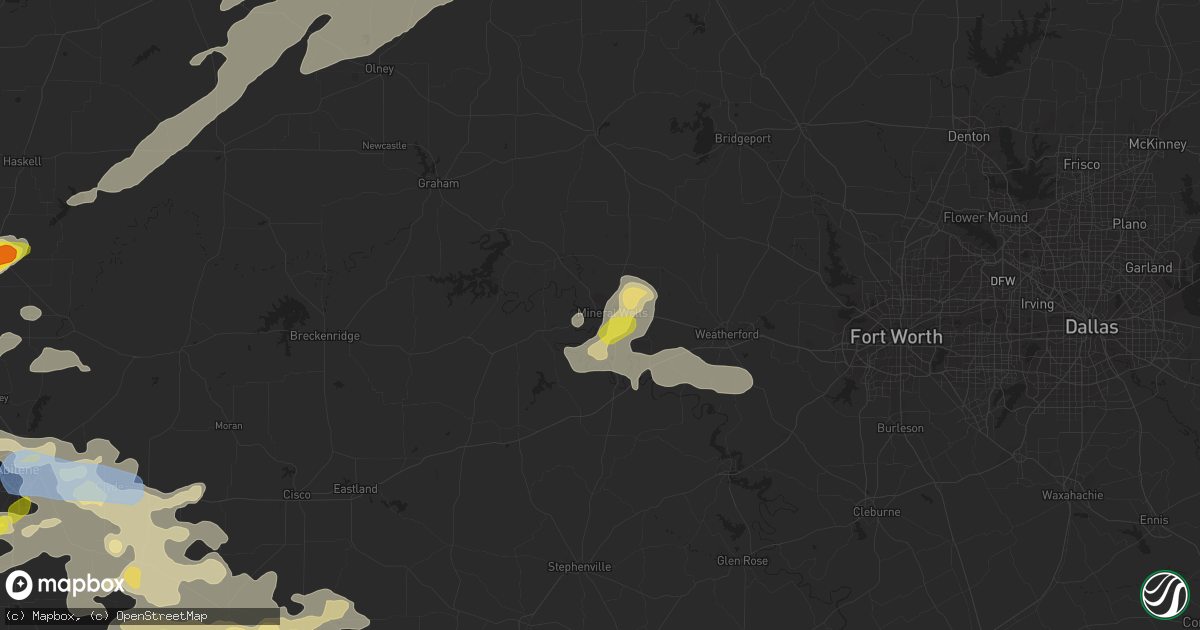 Hail map in Mineral Wells, TX on June 23, 2019