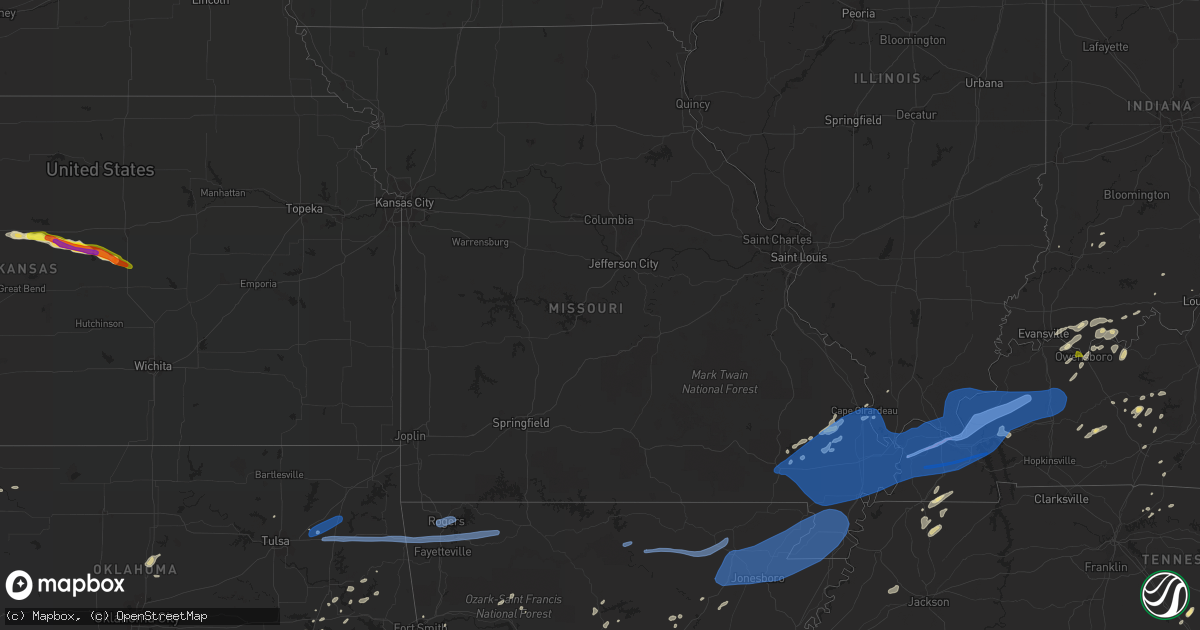 Hail map in Missouri on June 23, 2019