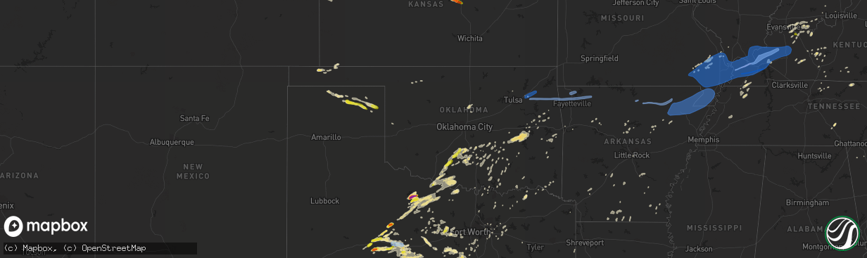 Hail map in Oklahoma on June 23, 2019