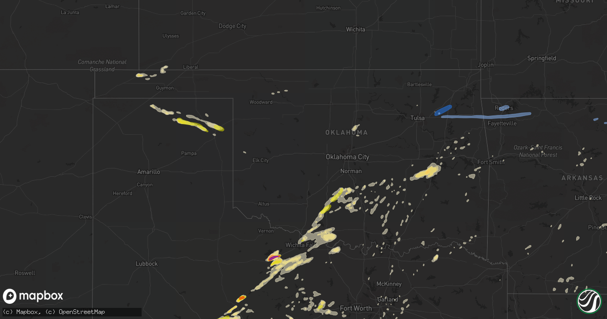 Hail map in Oklahoma on June 23, 2019