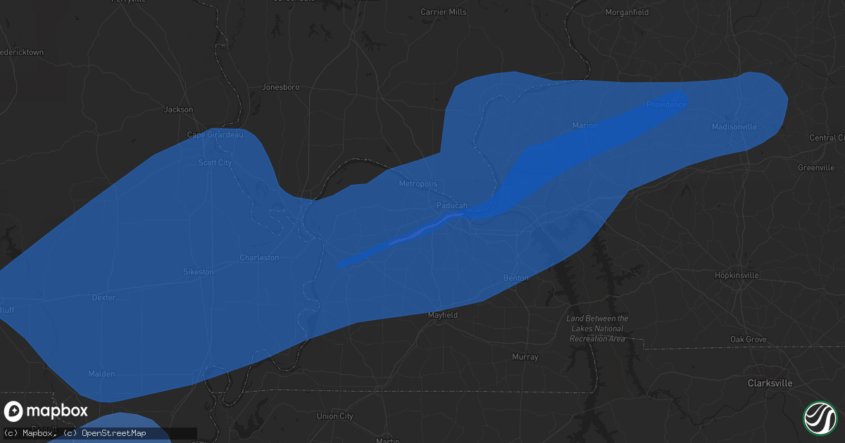 Hail map in Paducah, KY on June 23, 2019