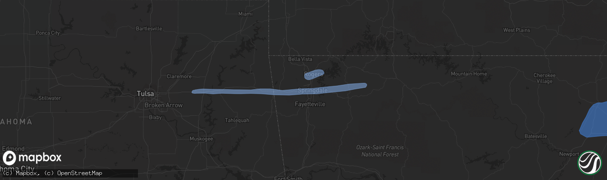 Hail map in Springdale, AR on June 23, 2019