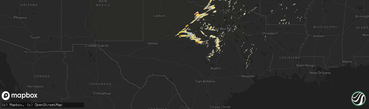 Hail map in Texas on June 23, 2019