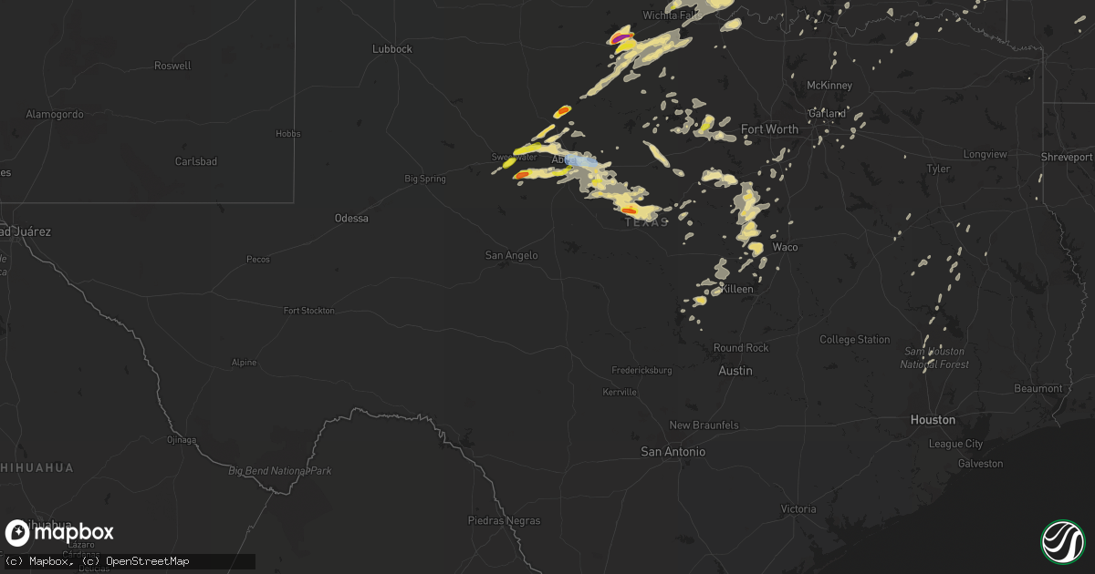 Hail map in Texas on June 23, 2019