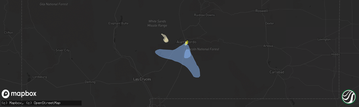 Hail map in Alamogordo, NM on June 23, 2020