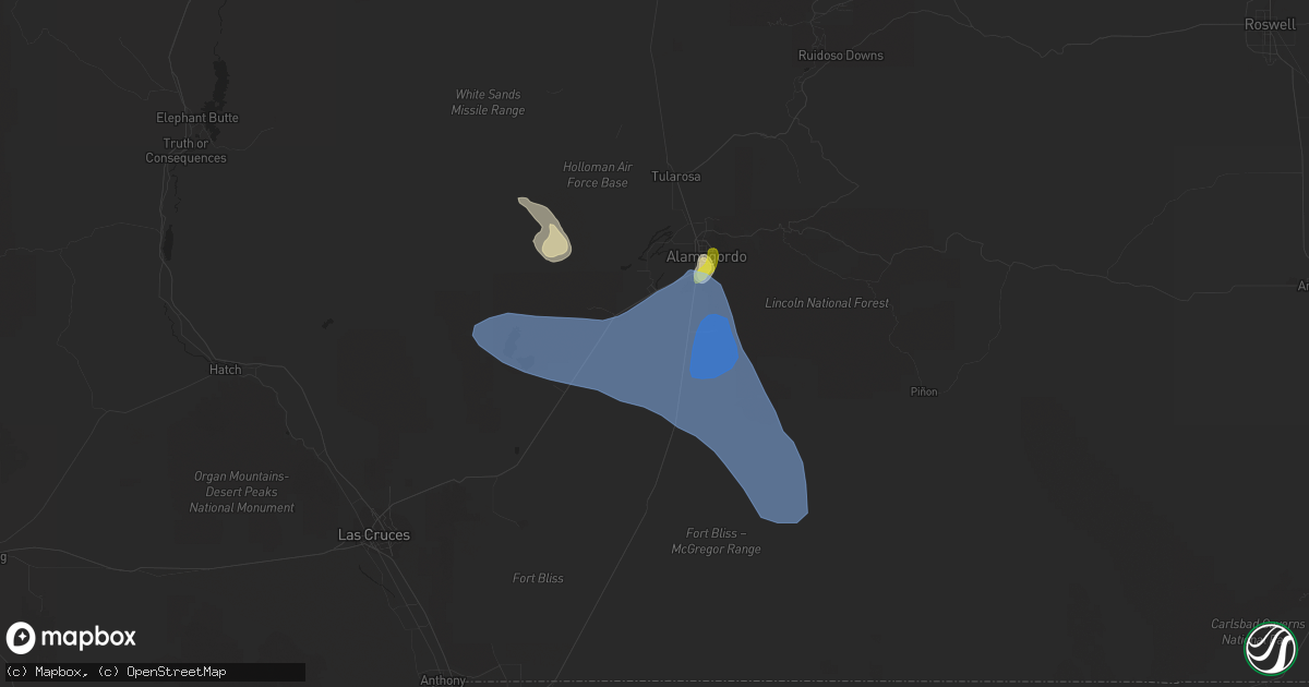 Hail map in Alamogordo, NM on June 23, 2020