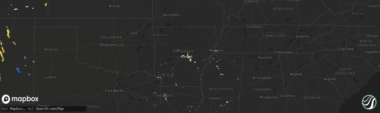 Hail map in Arkansas on June 23, 2020