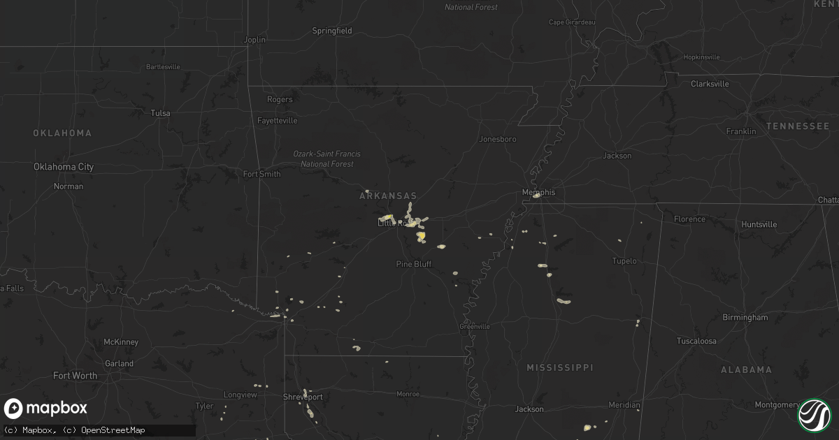 Hail map in Arkansas on June 23, 2020