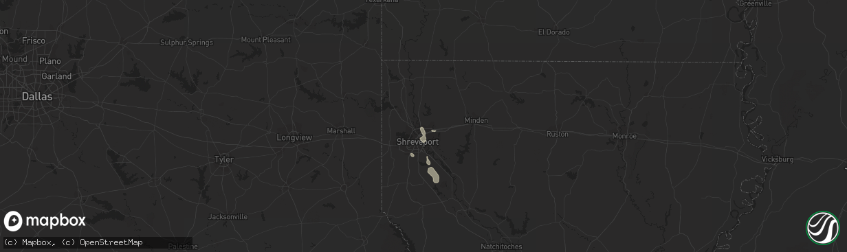 Hail map in Bossier City, LA on June 23, 2020